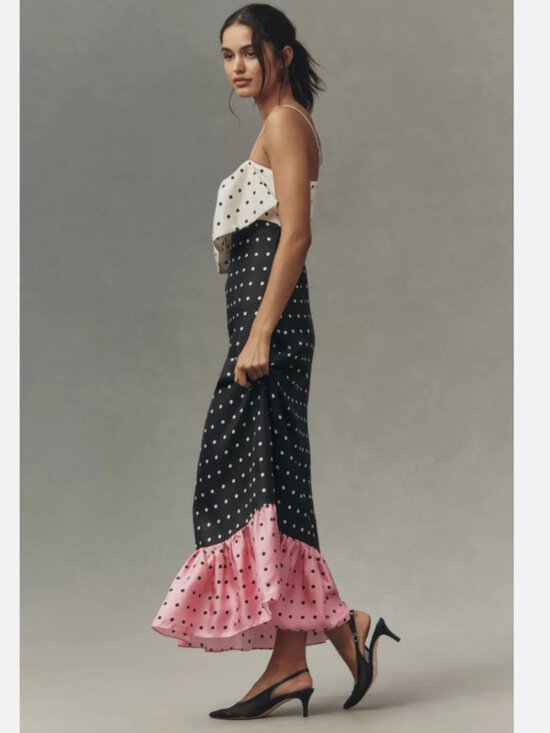 Maude Penelope Sleeveless Bow Ruffle Silk Maxi Dress - Picture 3 of 8